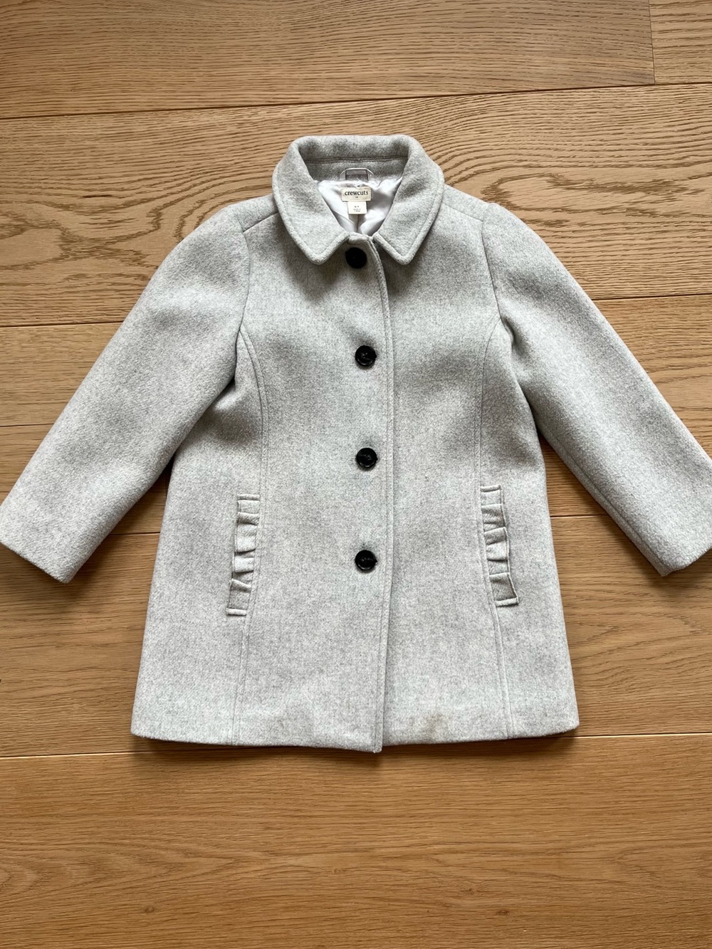 Crewcuts Girls' Light Gray Ruffle Pea Coat